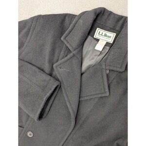 Vintage LL Bean Women's Size 16 Black Wool Blend Double Breasted Coat USA Made